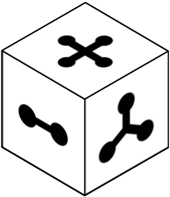 Observe the cube at the top; each side has a distinct image. Choose which of the six cubes below is a rotated version of the top cube. If none match, select 'None of these', or choose 'I don't know' if unsure.