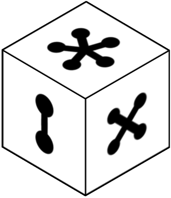 Observe the cube at the top; each side has a distinct image. Choose which of the six cubes below is a rotated version of the top cube. If none match, select 'None of these', or choose 'I don't know' if unsure.